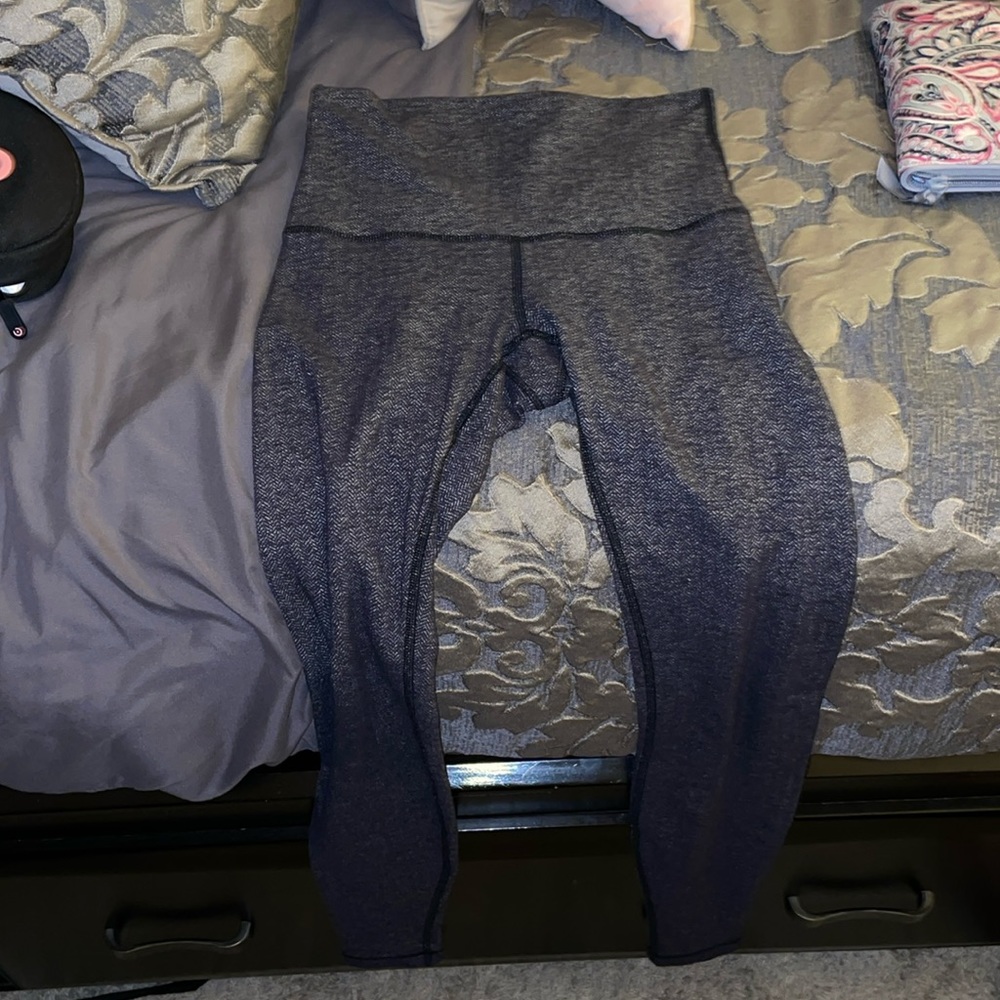 Dark Grey High-Waisted Lululemon Leggings (Size 4)